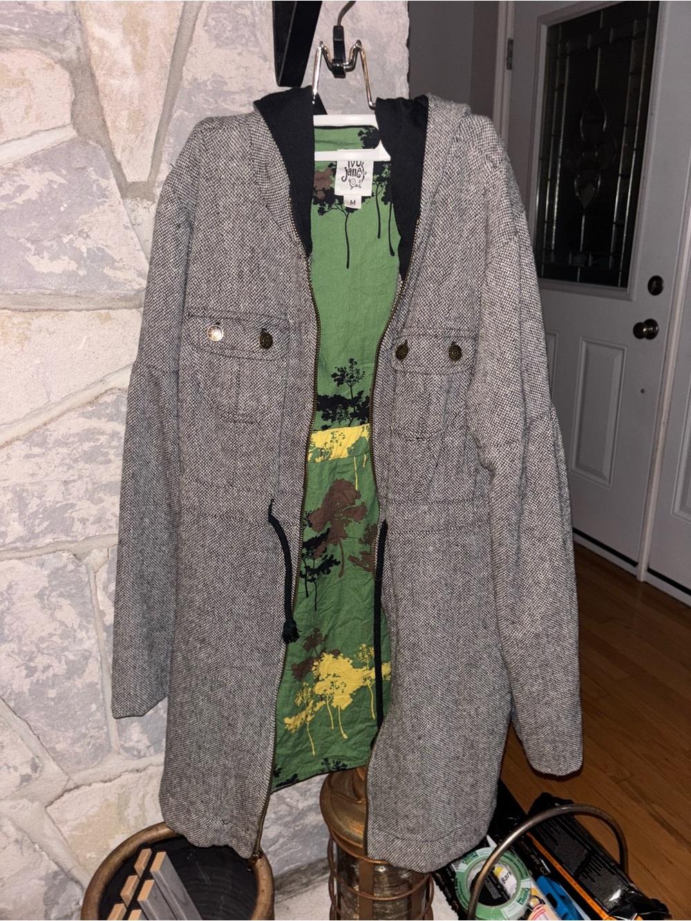Ivy Jane Made in the USA wool blend coat with pattern lining.